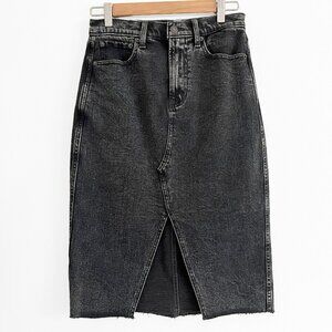 NWT A&F Denim Midi Skirt in Washed Black size 26 (2)
